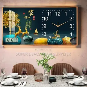 Creative From 100x50cm Rectangular Crystal Porcelain Wall Clock Art