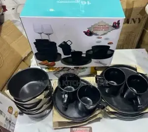 16-Piece Matte Black Stoneware Dinnerware Set