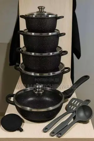 14-Piece Heavy Die-Cast Granite Non-Stick Cookware Set