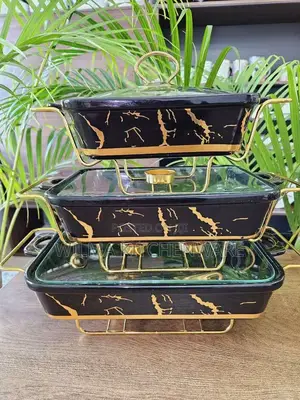 3-Piece Ceramic Chafing Dish Food Warmer Set
