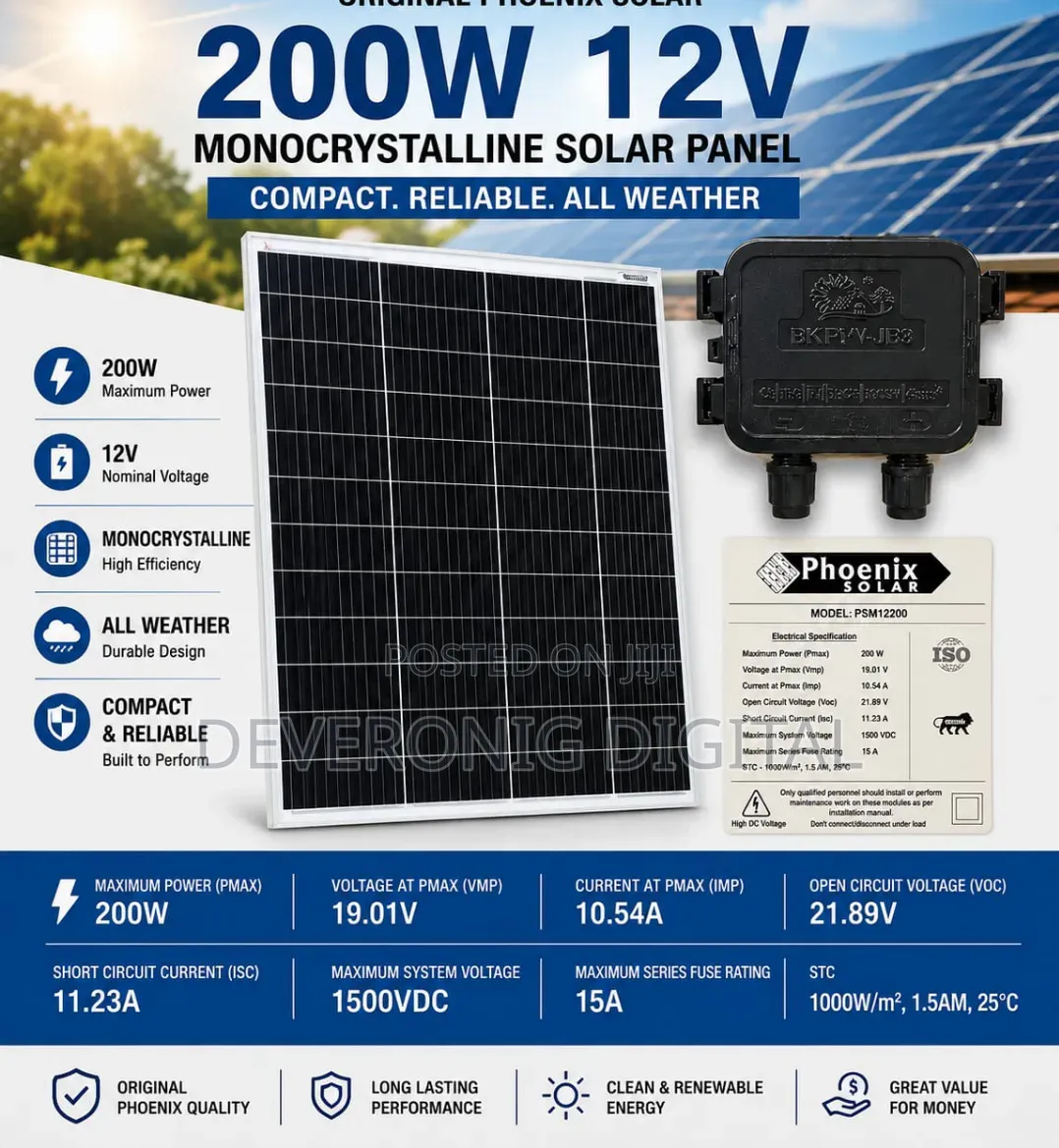 Phoenix Solar 200w 12v Solar Panel