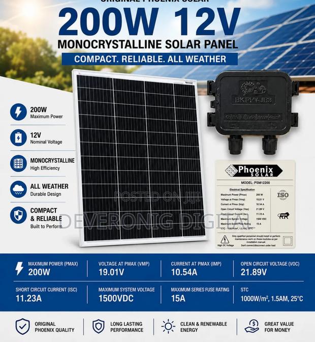 Phoenix Solar 200w 12v Solar Panel - thumbnail 2