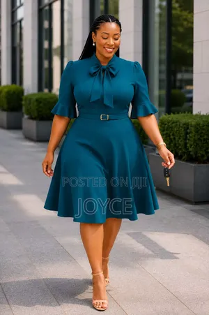 Circular Plain Dress With a Bowtie