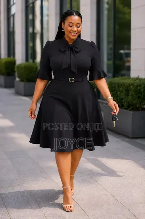 Circular Plain Dress With a Bowtie