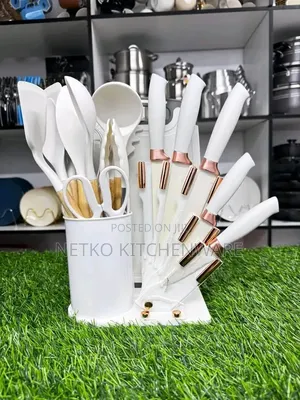 19-Piece White and Rose Gold Silicone Set.