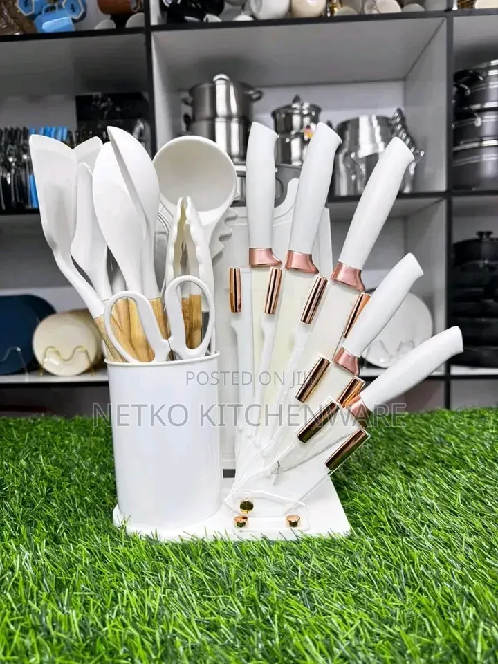 19-Piece White and Rose Gold Silicone Set.