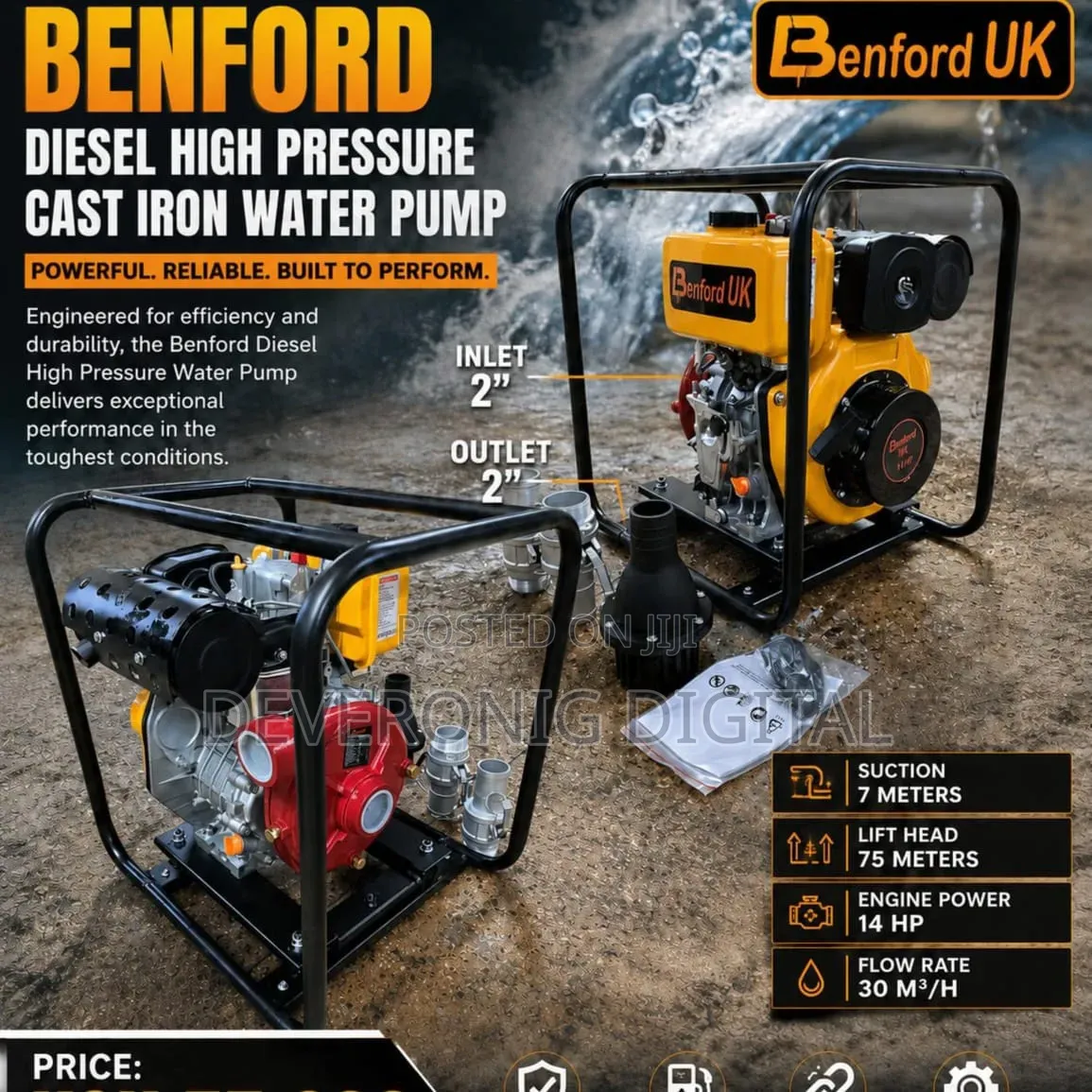 Benford Uk Diesel High Pressure Cast Iron Water Pump