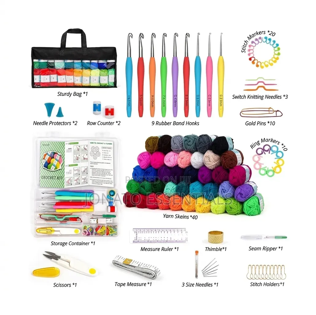 Complete 113pcs Crochet Kit for Beginners - 40 Yarn Skeins Hooks