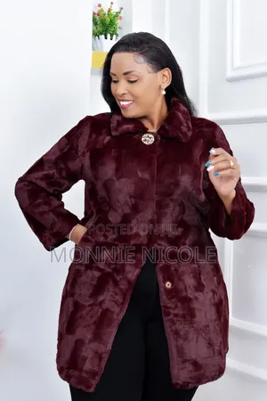Elegant Burgundy Turkey Fur Trenchcoat