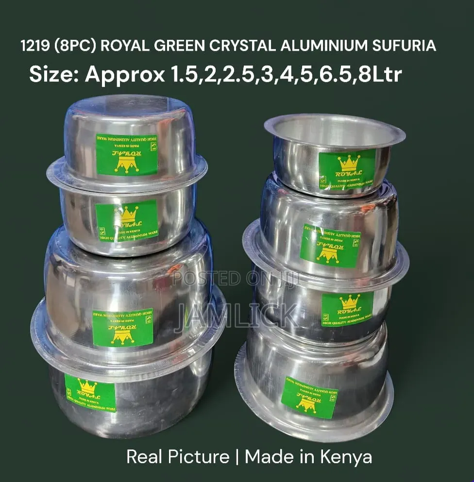 8pcs Heavy Duty Aluminium Sufuria - Bn