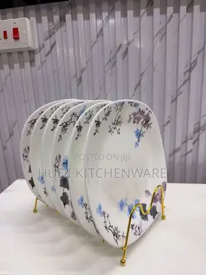6-Piece Floral Square Opal Glass Dinner Plates Set