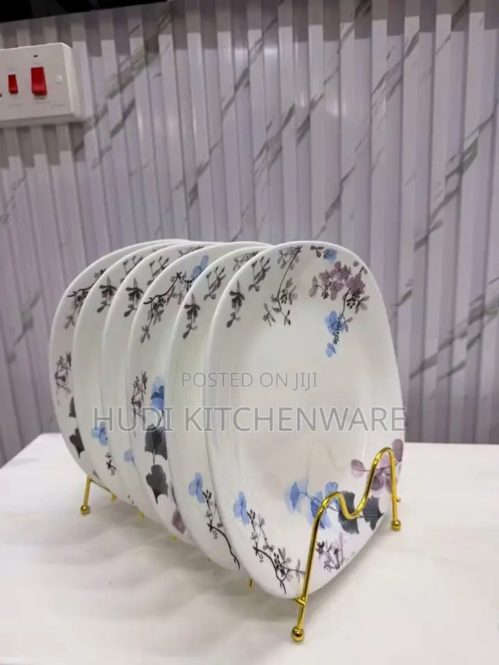 6-Piece Floral Square Opal Glass Dinner Plates Set