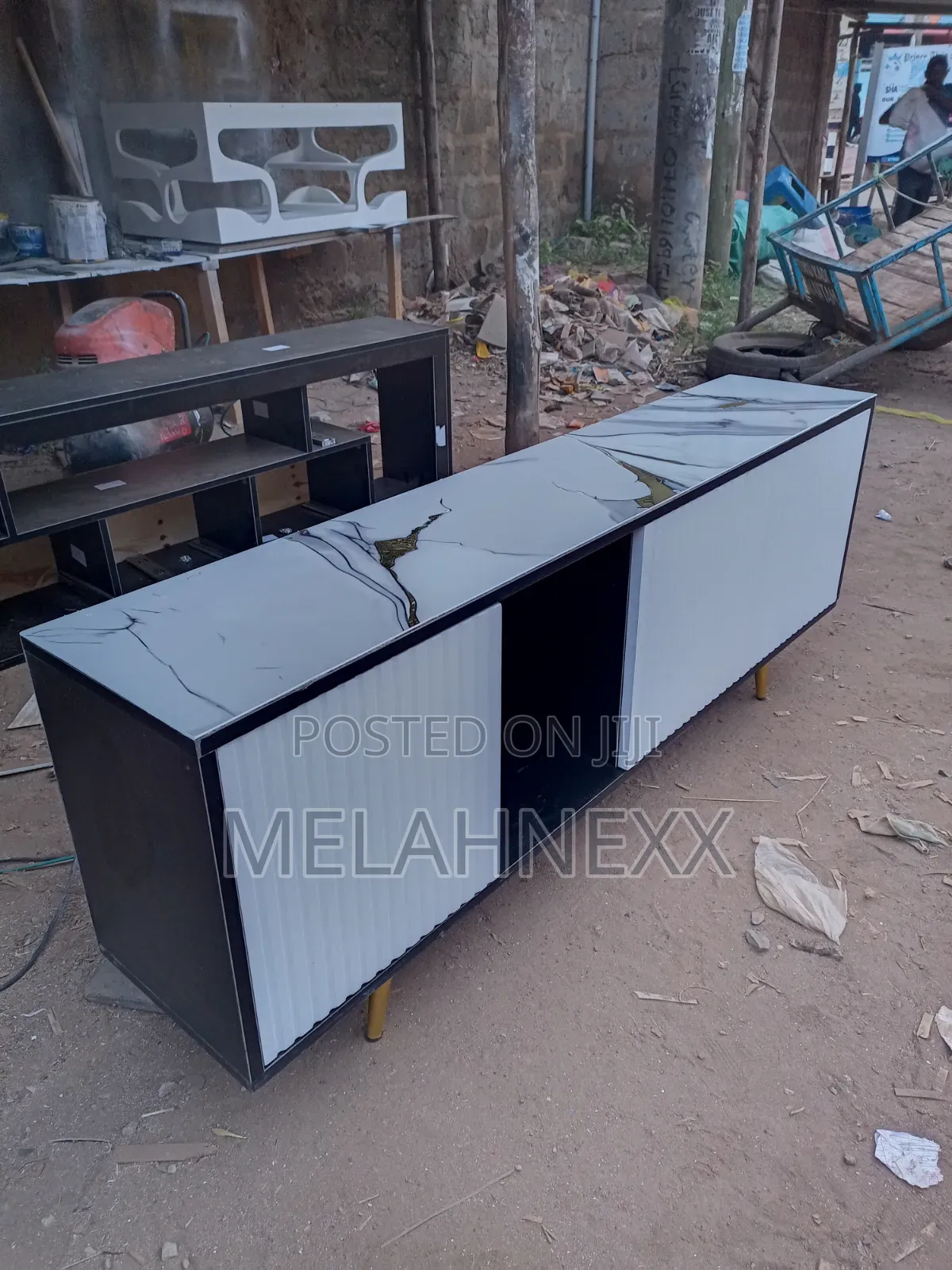 Marble Top Black Tv Stand