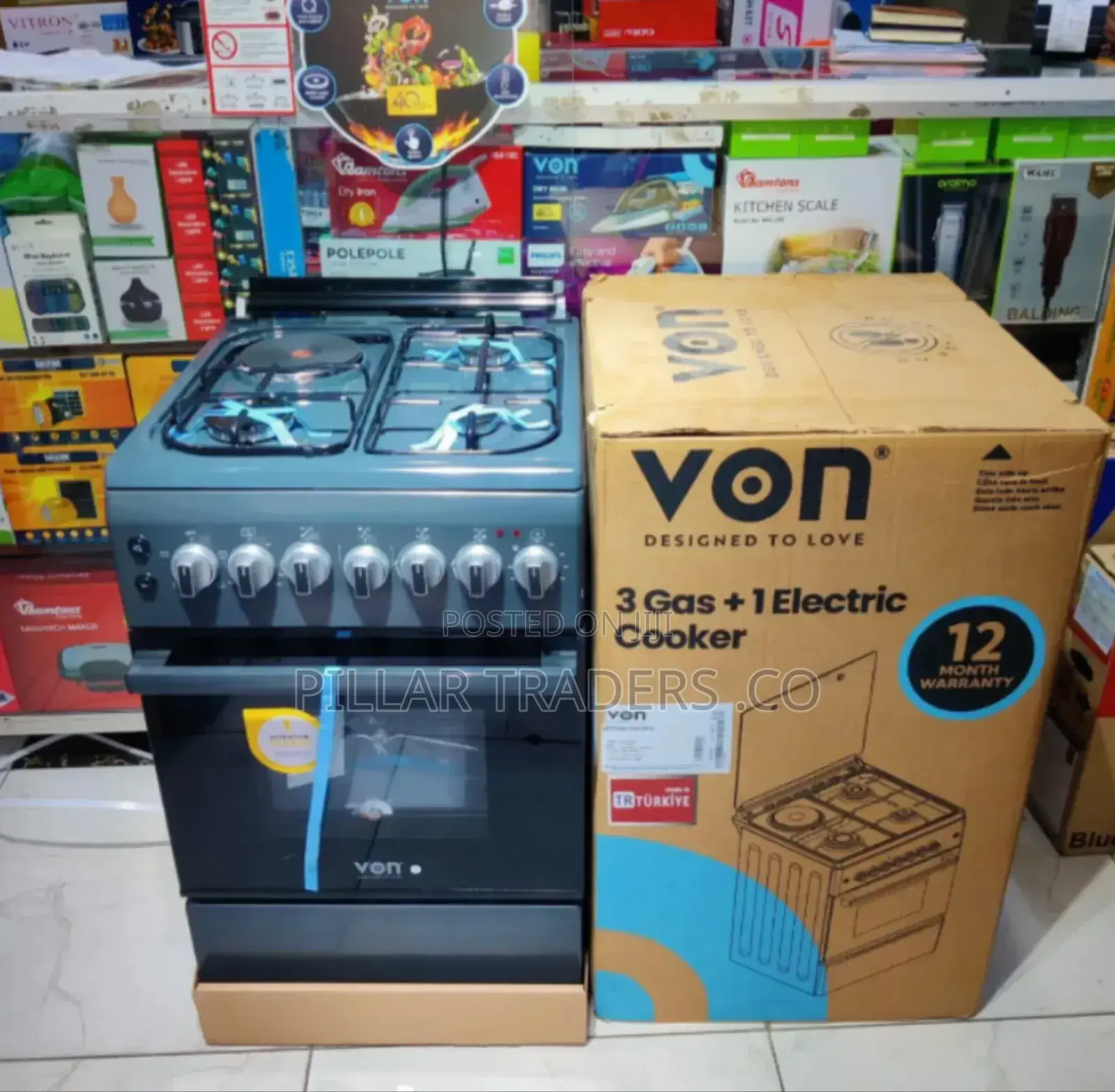 Von 3 Gas + 1 Electric Cooker – 50×60 Cm