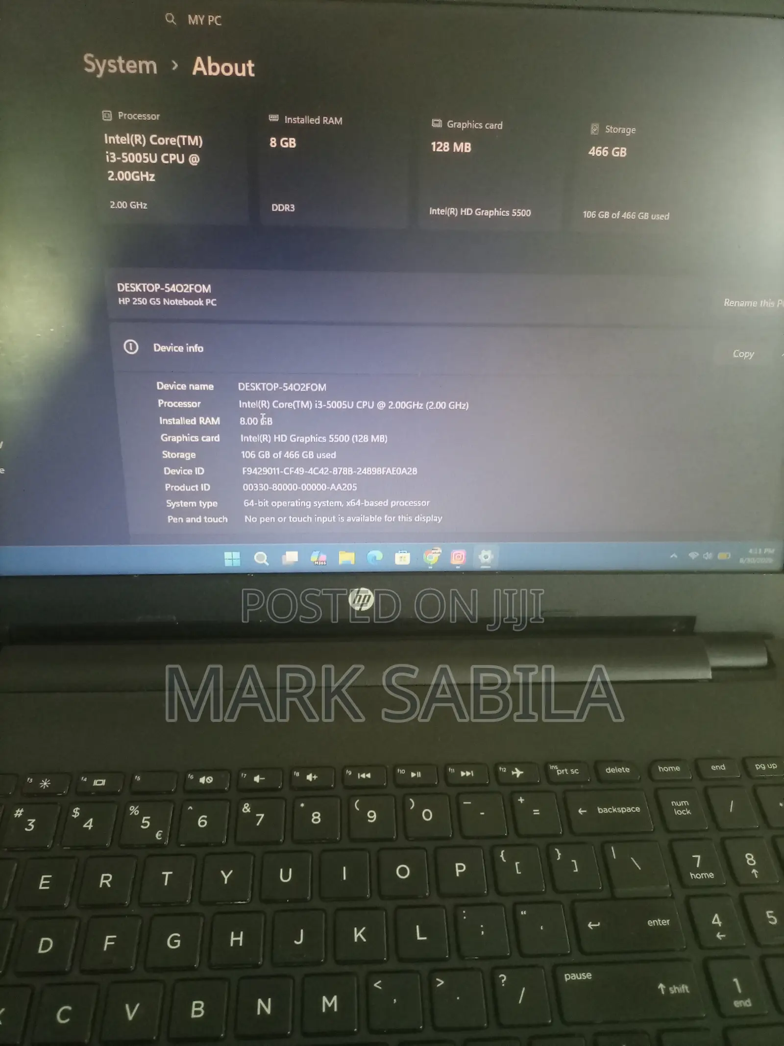 Laptop HP 250 G5 8GB Intel Core i3 HDD 500GB