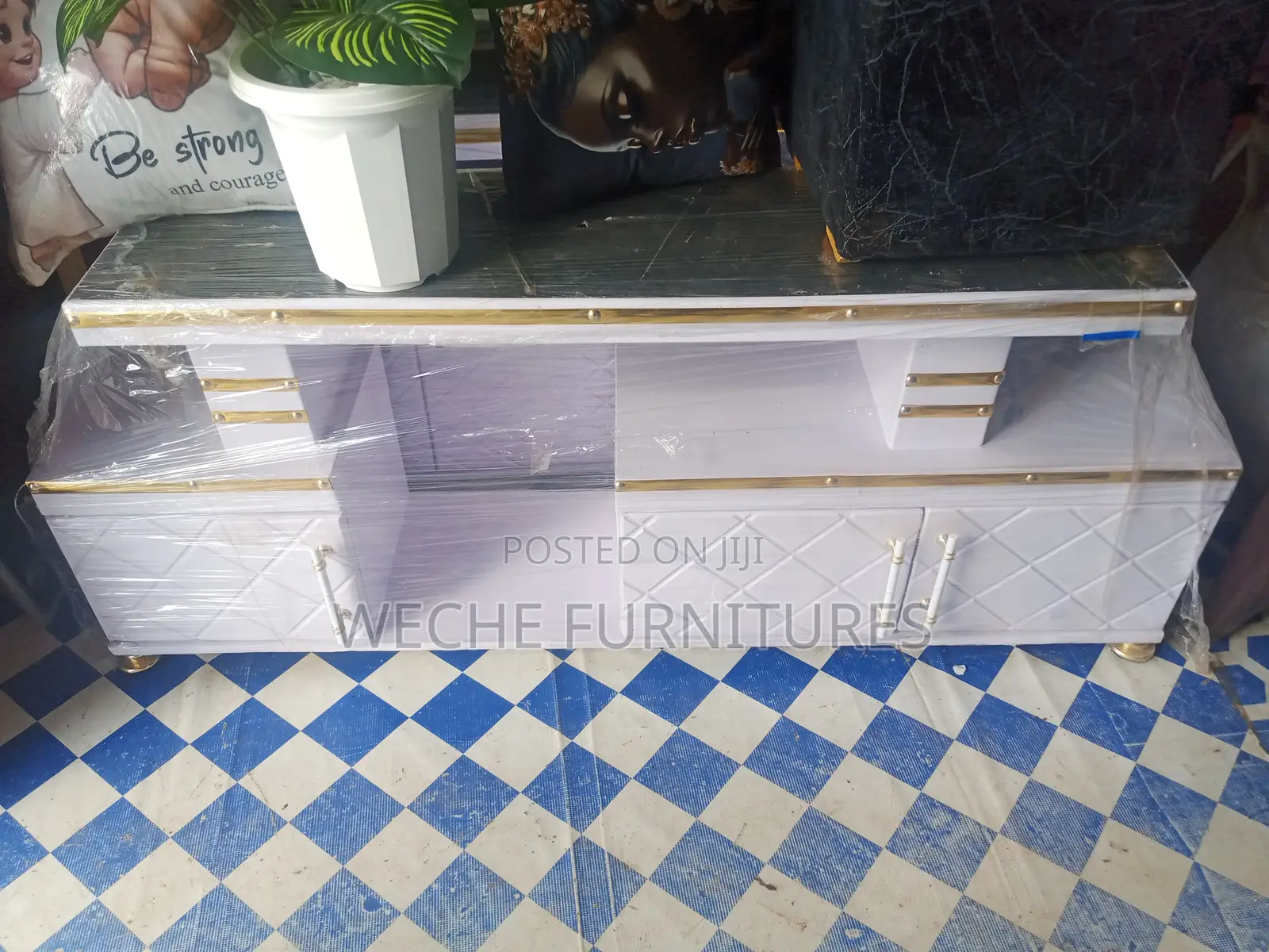 Gold White Marble Tv Stand