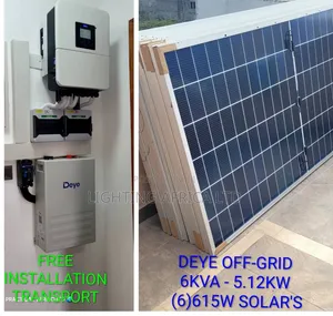 Deye 6kva - 5.12kwh - (6)615w Solar Free Installation Transport