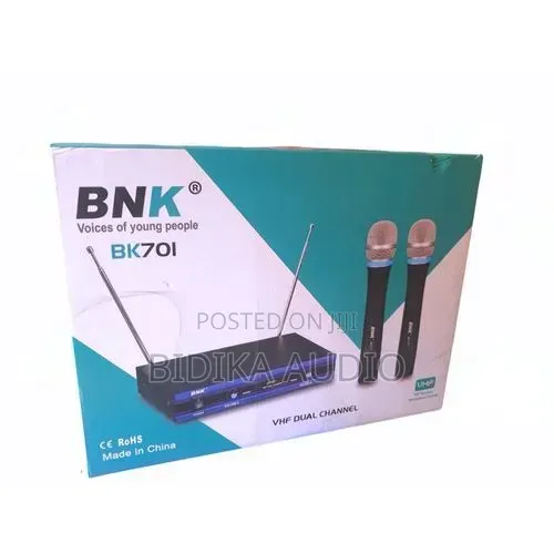 BNK Bk-701 VHF 2 Channel Professional Wireless Microphone Set