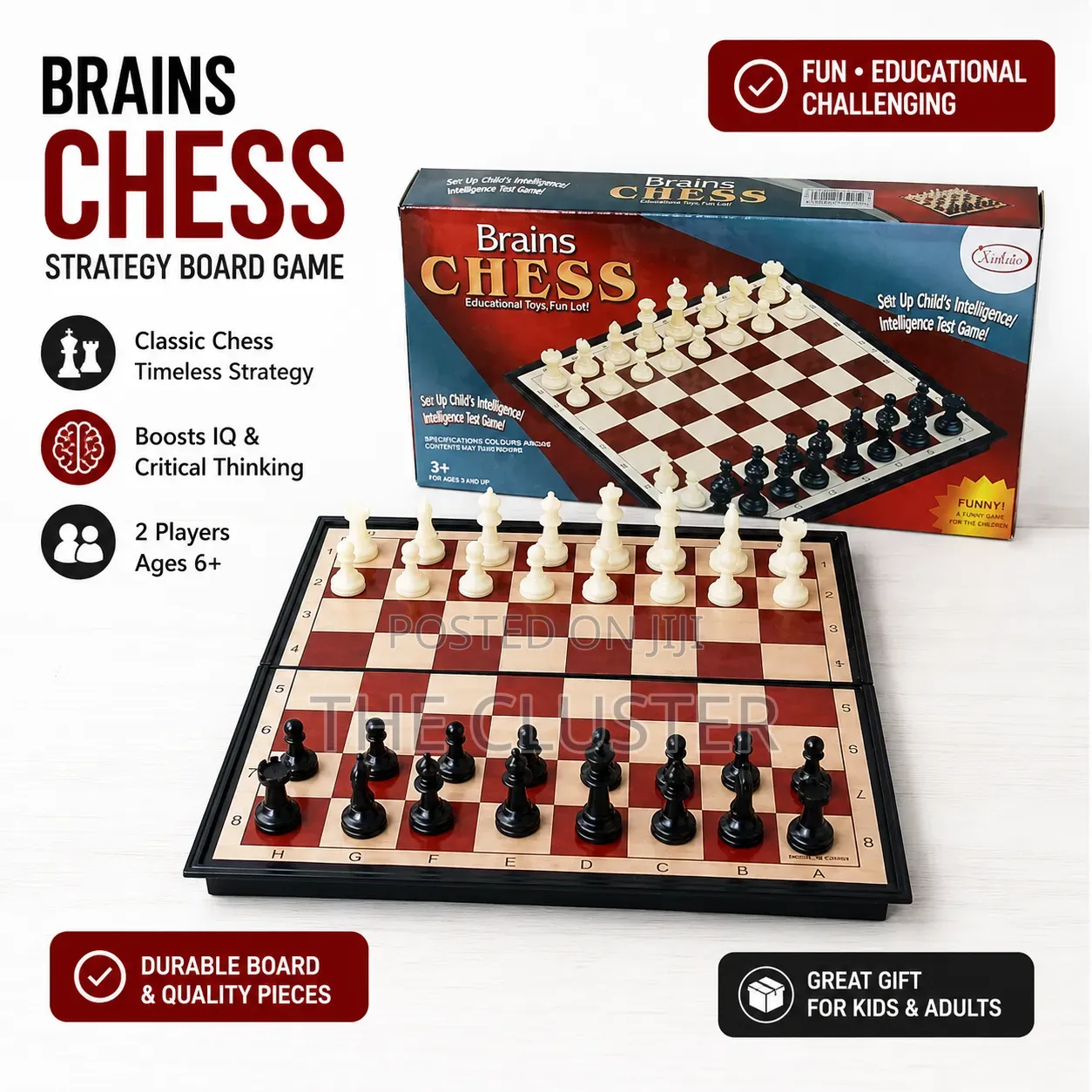 Brains Chess Strategy Board Game – Portable Travel Set