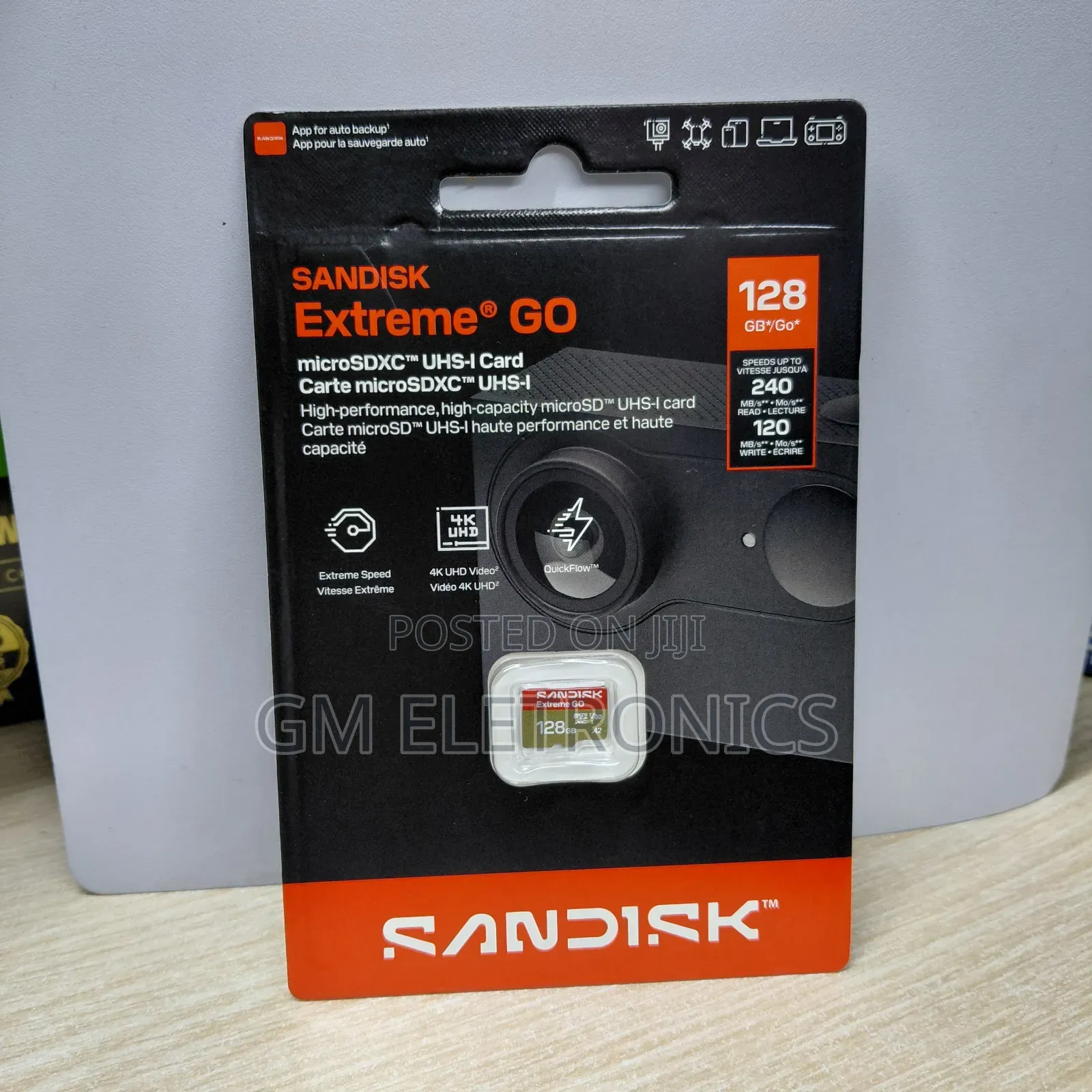 128gb Extreme Go Micro Sd- 240mb/S Read 120mb/S Write Speed.