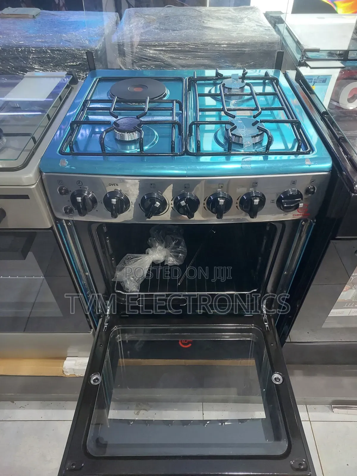 Eurochef 60x65cm Cooker 3 Gas + 1 Electric Burner With Electric Oven