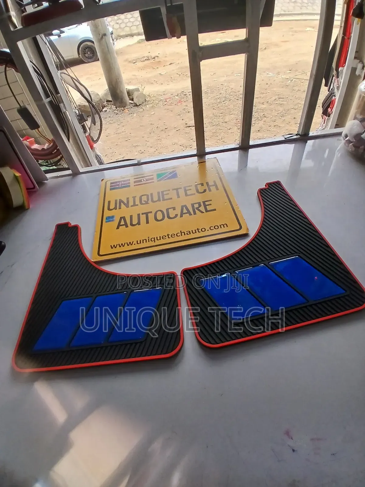 2pcs Car Mud Flaps With Blue Trim Splash Guards Mud Guards