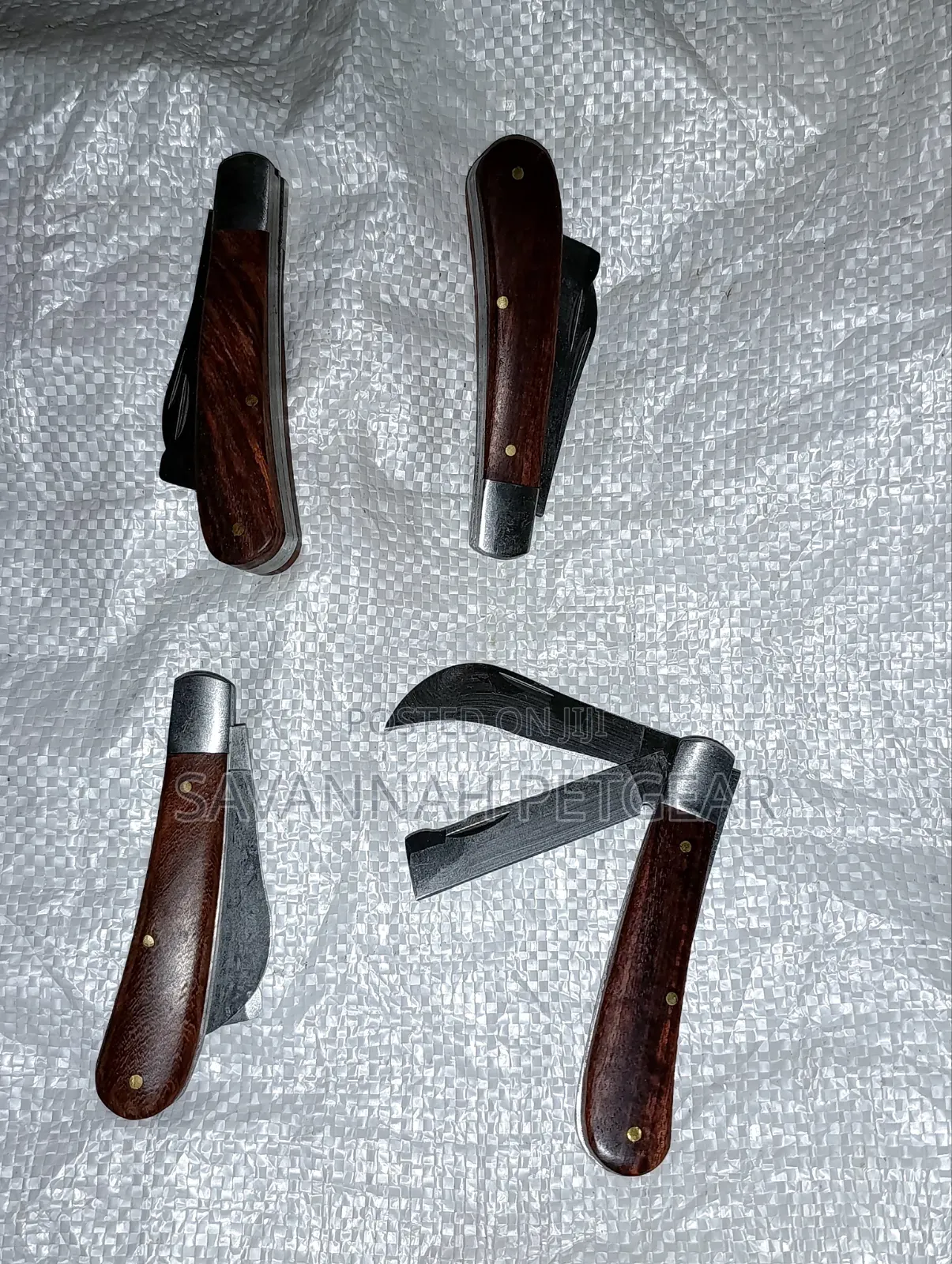 Foldable Double Blade Grafting Knife Stainless Steel + Wooden Handle