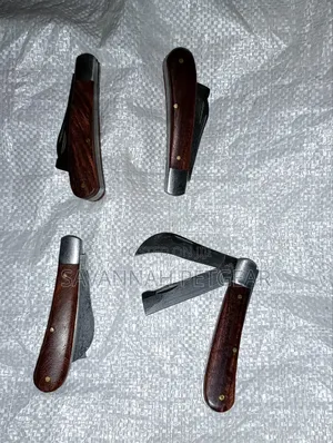 Foldable Double Blade Grafting Knife Stainless Steel + Wooden Handle