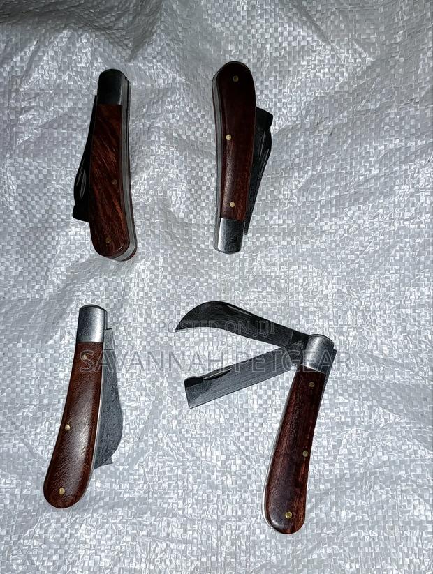 Foldable Double Blade Grafting Knife Stainless Steel + Wooden Handle