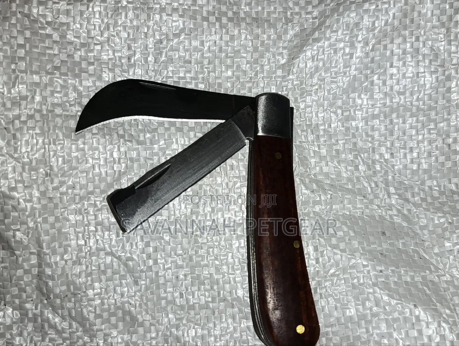 Foldable Double Blade Grafting Knife Stainless Steel + Wooden Handle