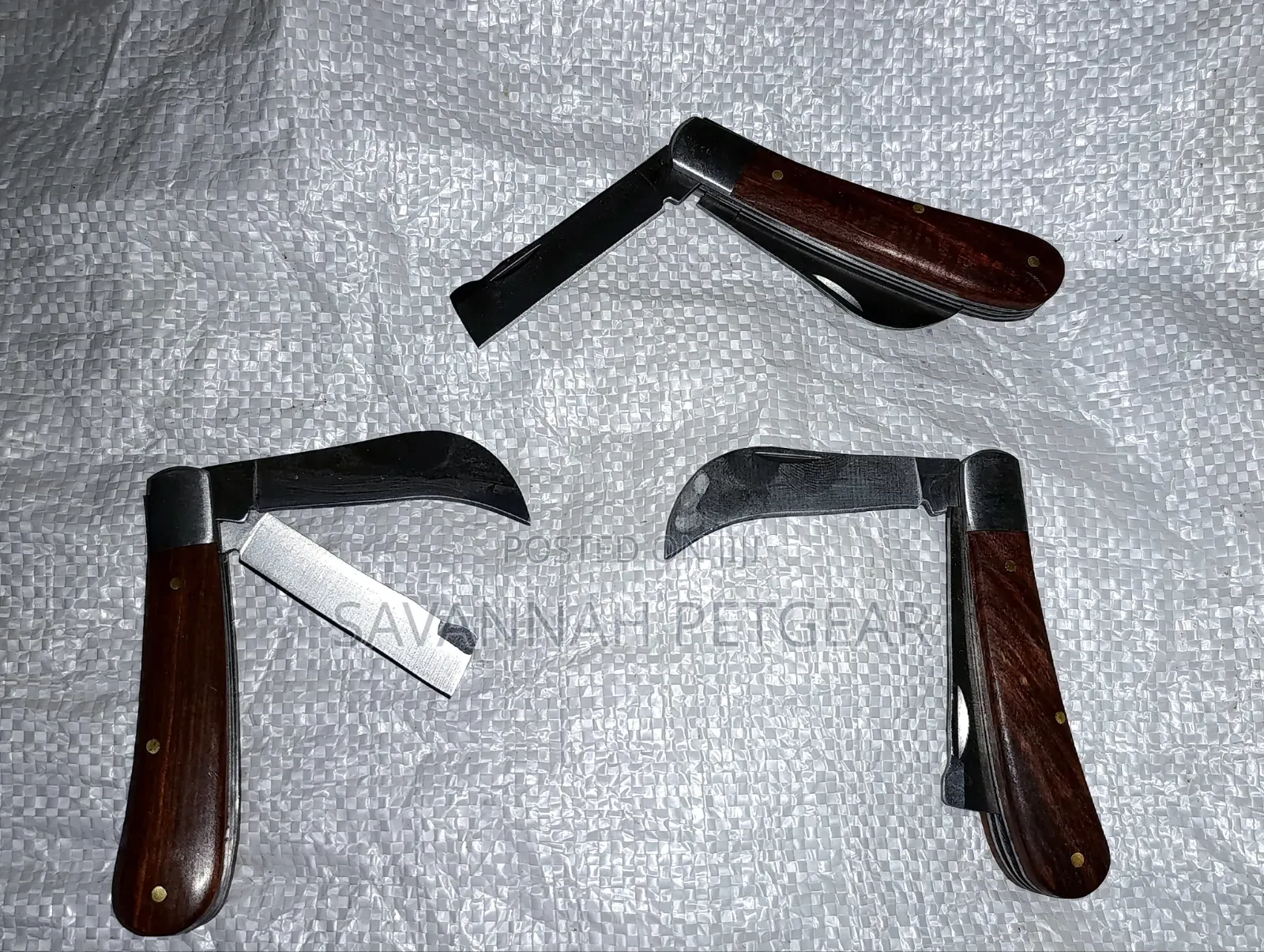 Foldable Double Blade Grafting Knife Stainless Steel + Wooden Handle