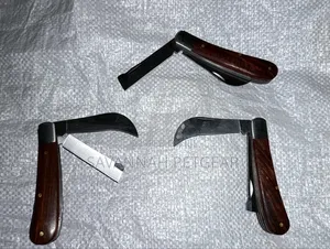 Foldable Double Blade Grafting Knife Stainless Steel + Wooden Handle