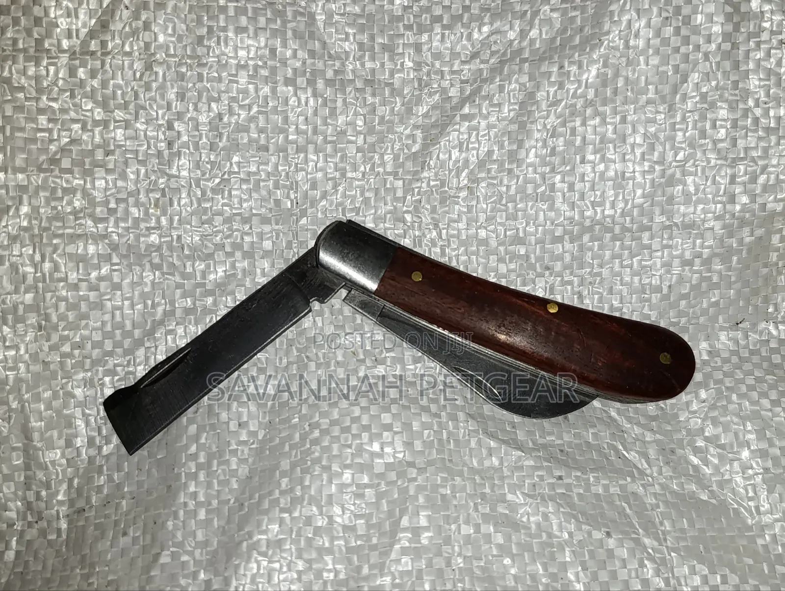 Foldable Double Blade Grafting Knife Stainless Steel + Wooden Handle