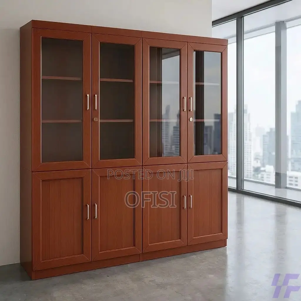 Office Cabinet; 2-Door Mahogany Finish Filing Office Cabinet