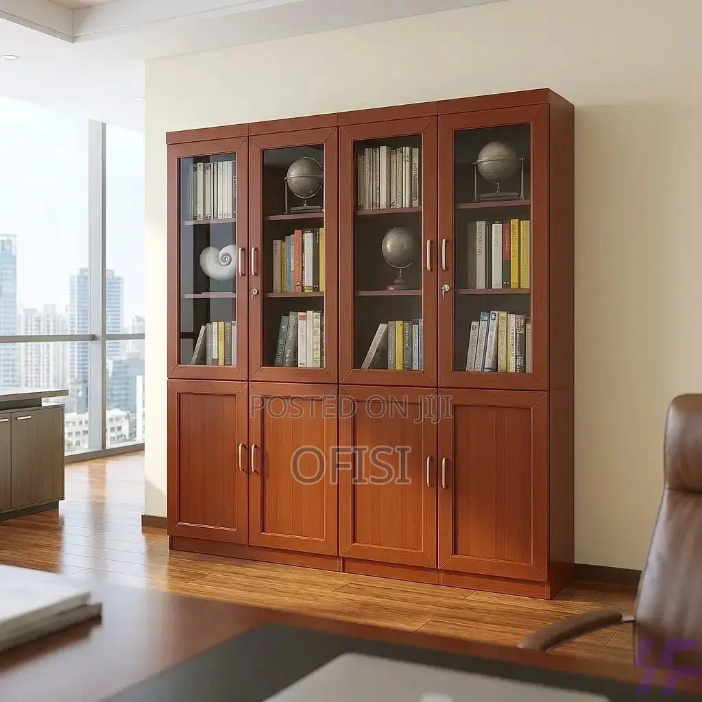 Office Cabinet; 2-Door Mahogany Finish Filing Office Cabinet