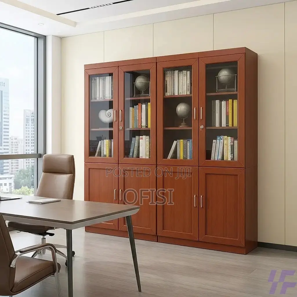 Office Cabinet; 2-Door Mahogany Finish Filing Office Cabinet