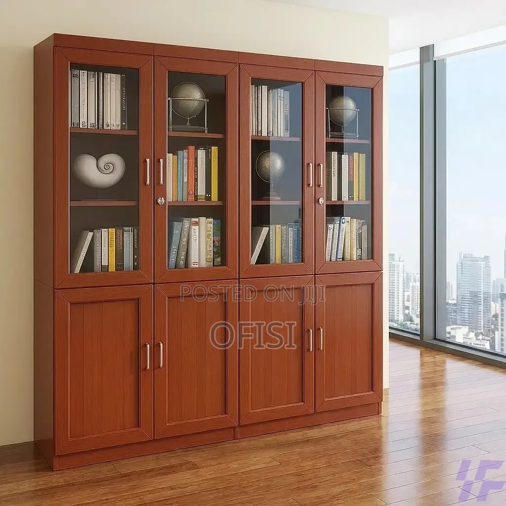 Office Cabinet; 2-Door Mahogany Finish Filing Office Cabinet
