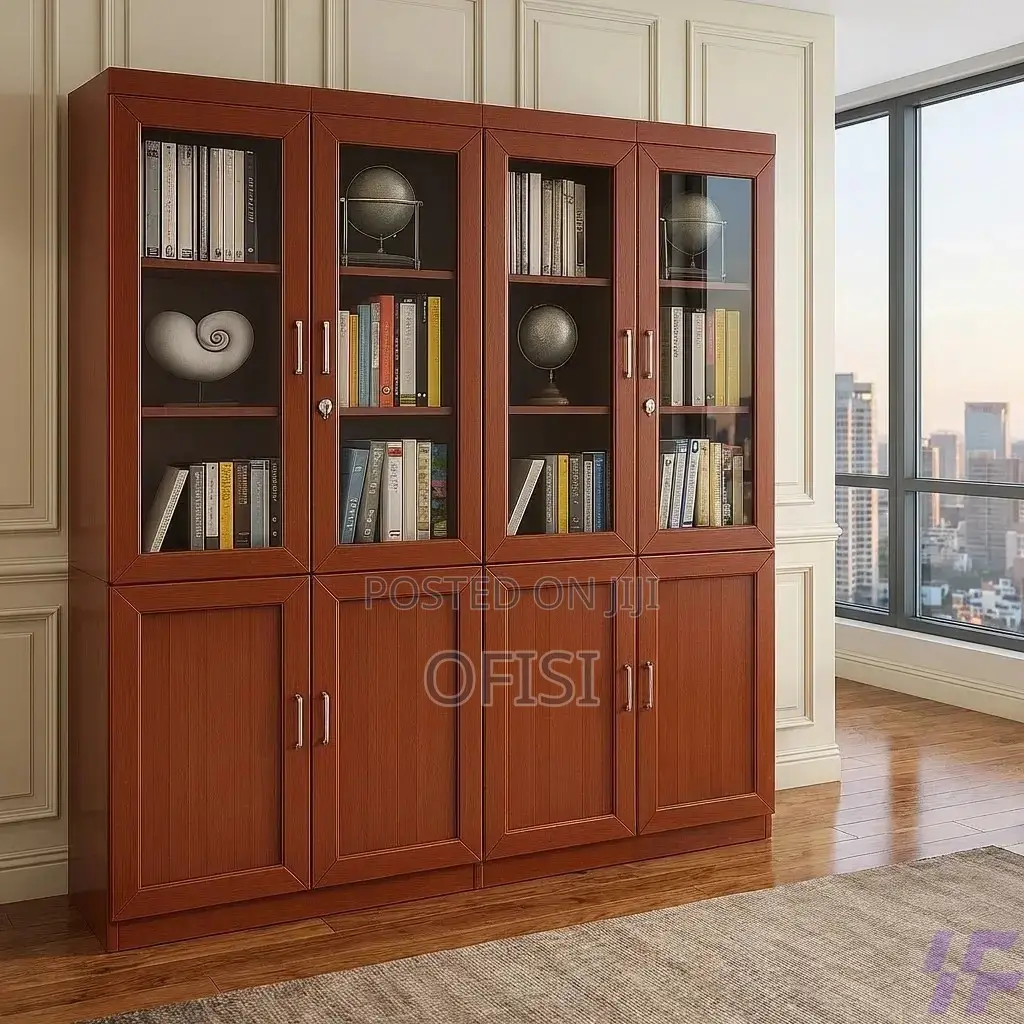 Office Cabinet; 2-Door Mahogany Finish Filing Office Cabinet
