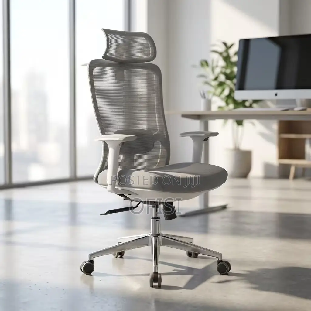 Office Chair; White Reclining Orthopedic Office Seat