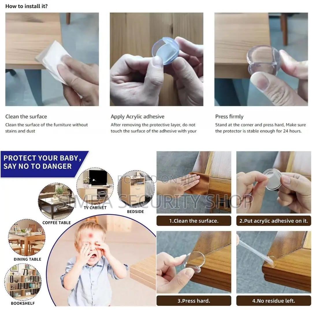 12 PCS Baby Proofing Furniture Edge Protectors Clear Safe Stickers