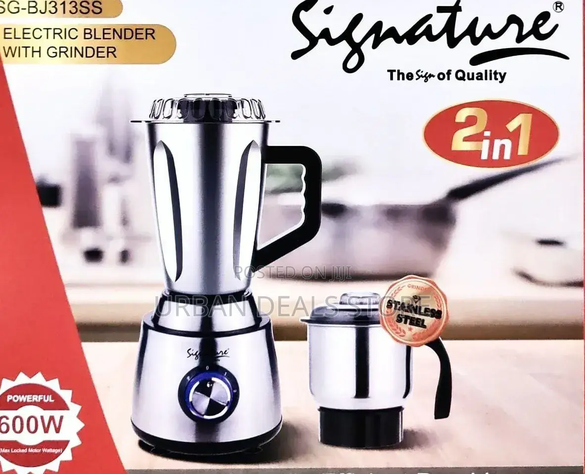 Signature 2-in-1 Stainless Steel Electric Blender With Grinder
