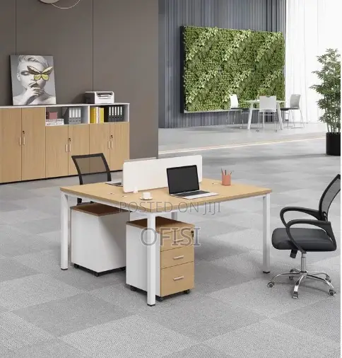 Workstation; Modern 2-Seater Open Plan Office Workstation
