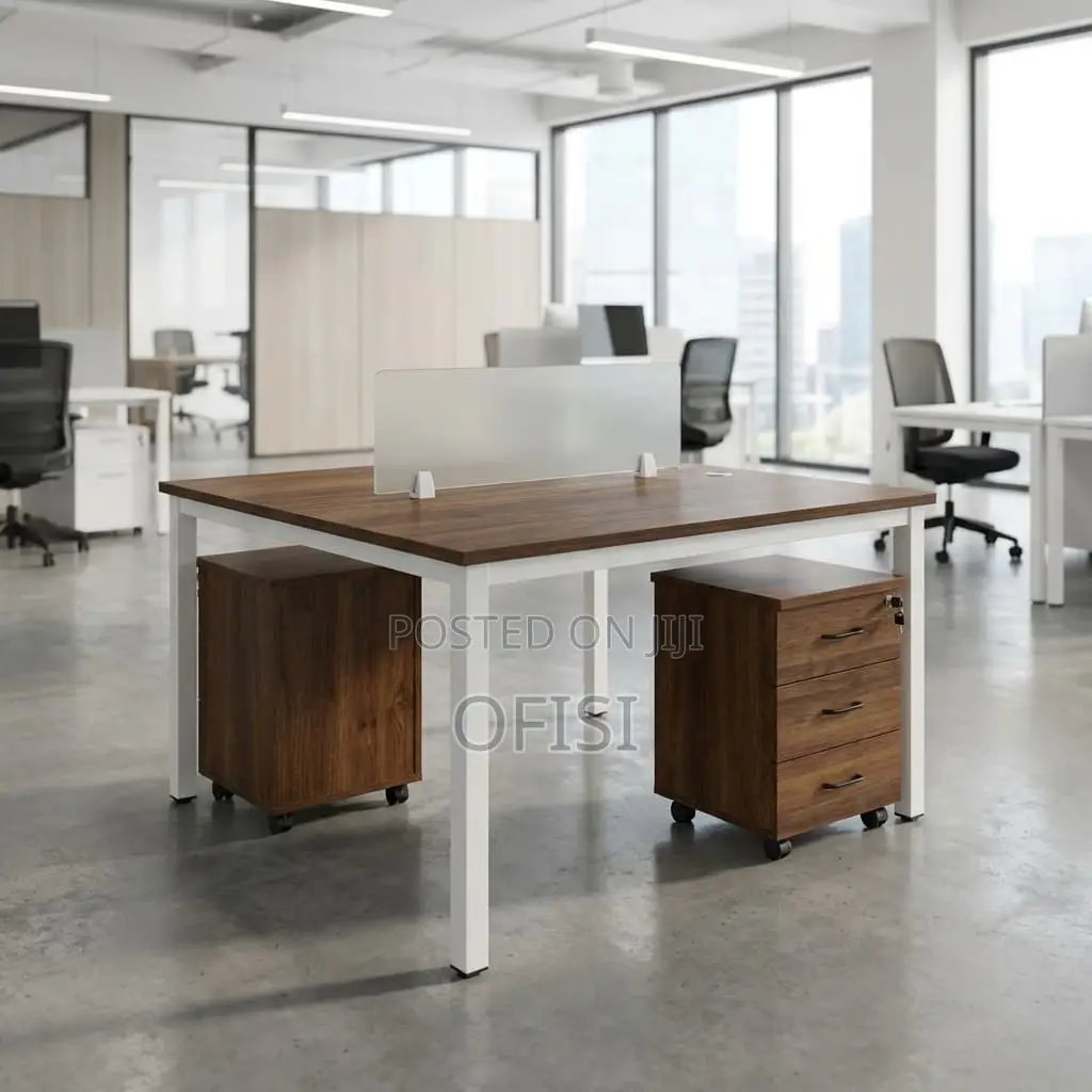 Workstation; Modern 2-Seater Open Plan Office Workstation