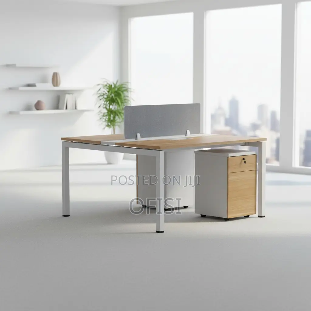 Workstation; Modern 2-Seater Open Plan Office Workstation
