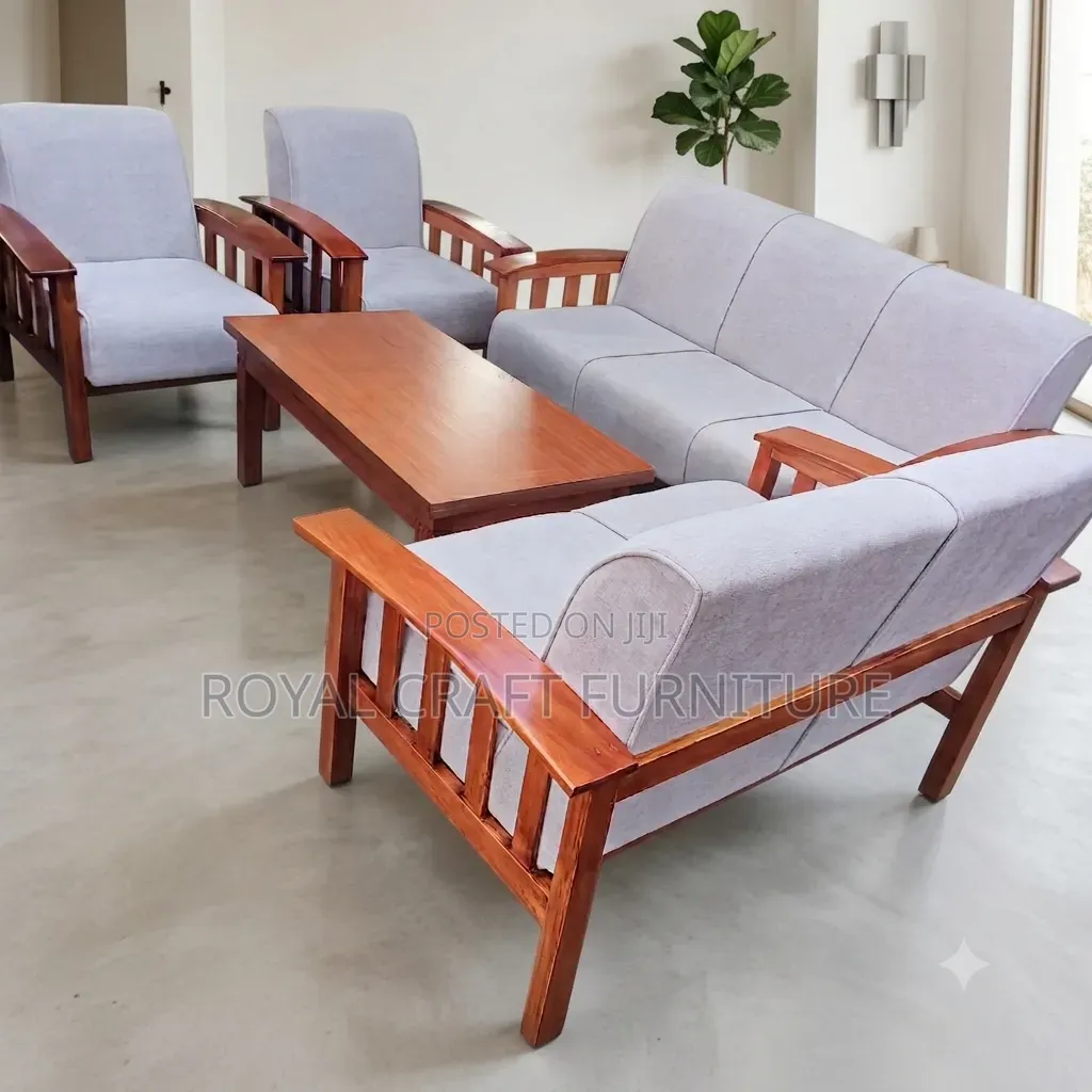 Modern 7-seater Mahogany Open Sofa Set