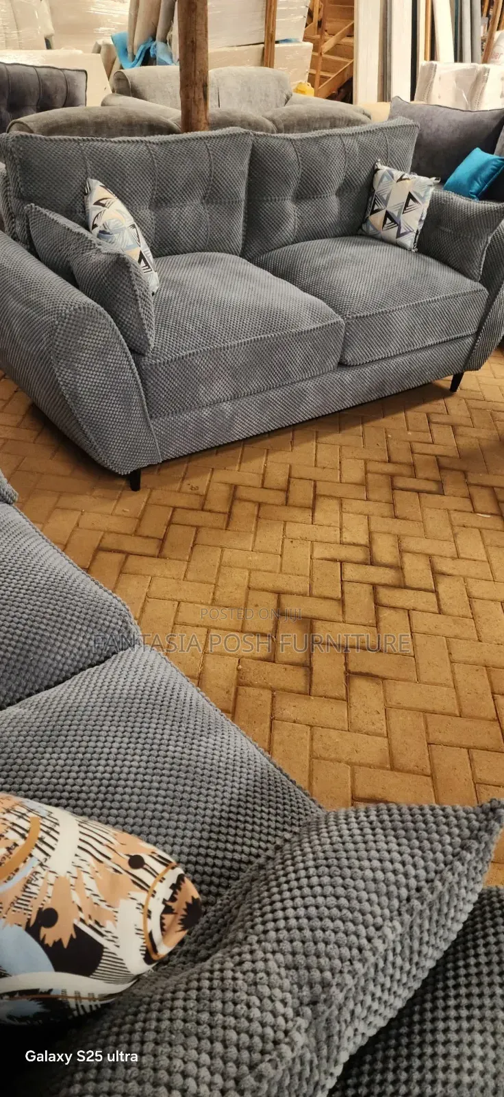 Grey 2 Seater Fabric Sofa