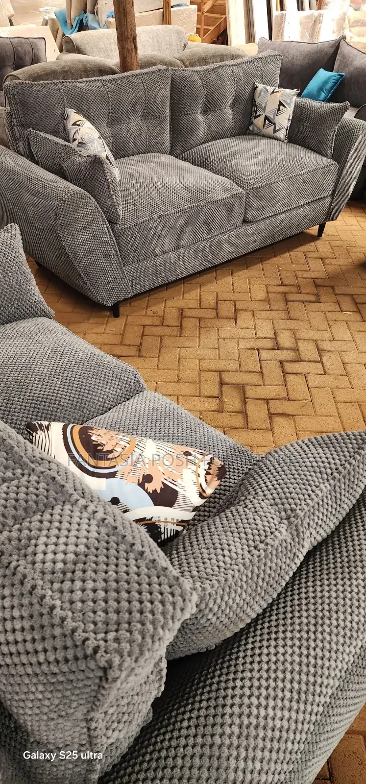 Grey 2 Seater Fabric Sofa