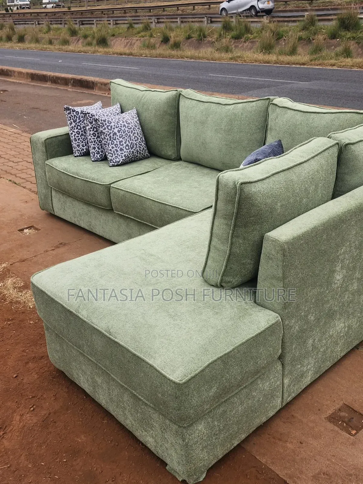 Green L Shape Sofa 5-Seater