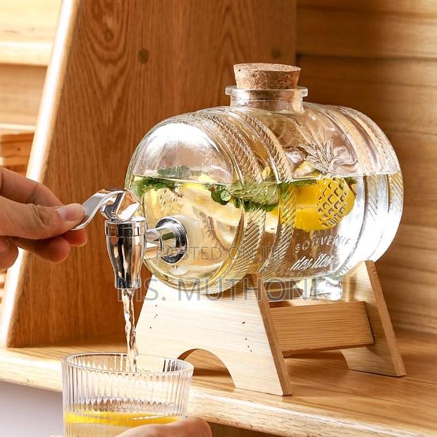 5 L Glass Manual Beverage Dispenser With a Bamboo Stand - thumbnail 2