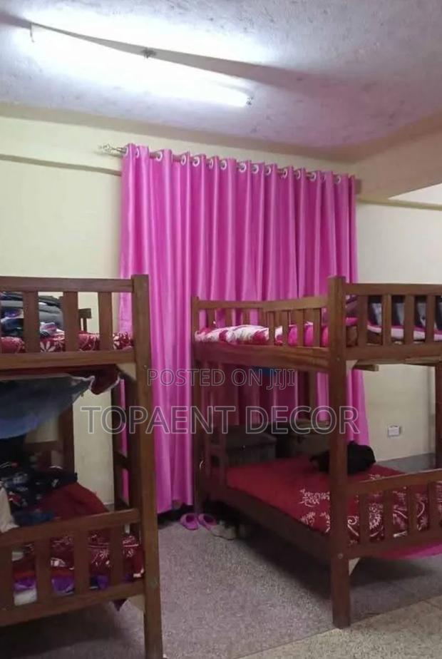 Pink and Green Soft Plain Student Room and Conference Hall Curtains